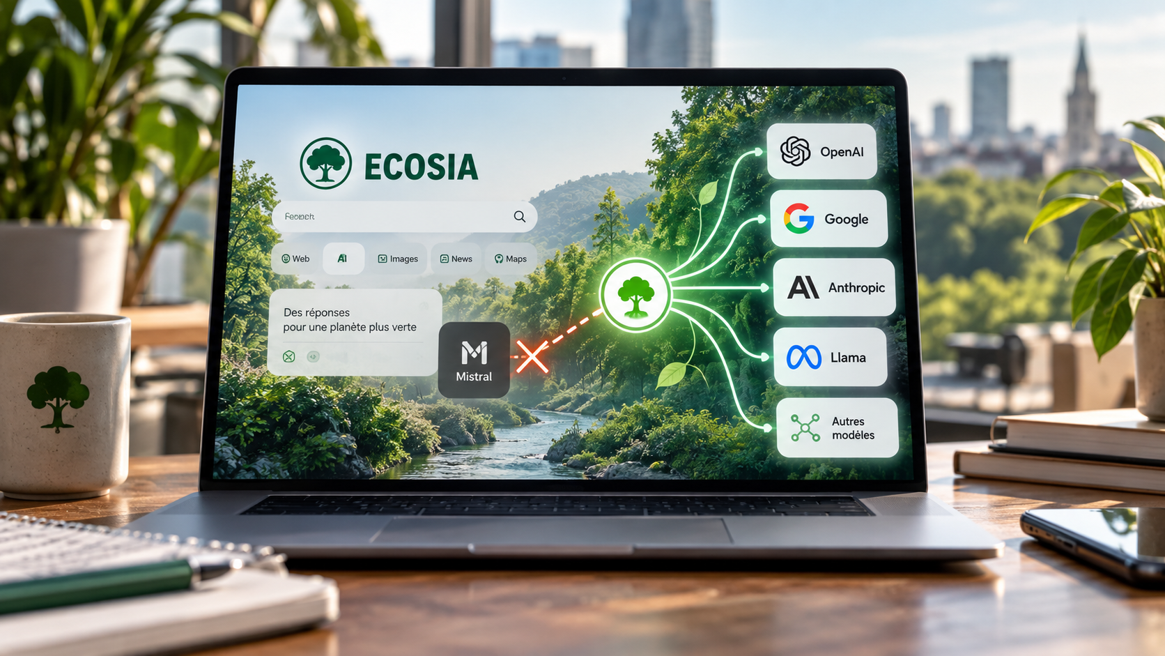 Ecosia abandonne Mistral et choisit plusieurs modèles ouverts via Melious