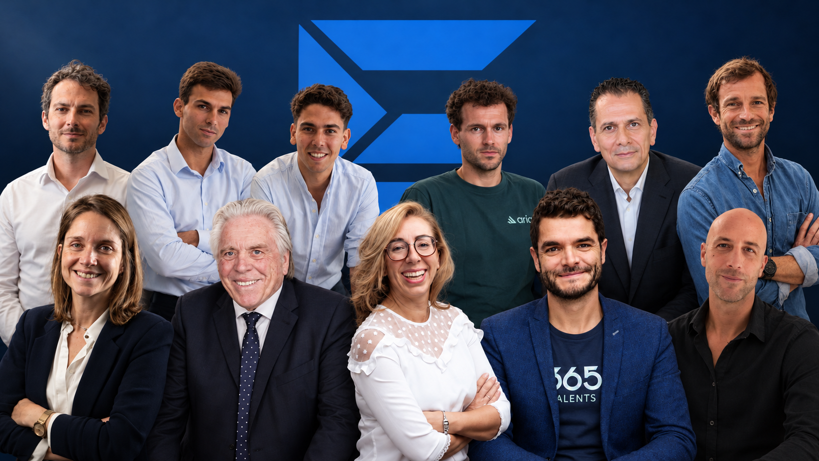 Photomontage illustrant les interviews et tribunes d’Entreprisma, avec onze dirigeants et experts disposés sur deux rangs devant un fond bleu nuit et le logo bleu du média. Au premier plan : Maëlle Delannée, directrice des ressources humaines et RSE de 4CAD Group ; René Hans, président et fondateur de Capital Initiative ; Marilyn Vilardebo, fondatrice d’Origami&Co ; Loïc Michel, cofondateur et directeur général de 365Talents ; Thomas Boubagra, fondateur de Richesses Humaines Consulting. À l’arrière-plan : Christophe Bouron, cofondateur d’Ofelia ; Thibaut de la Grand’rive et Pierre de la Grand’rive, cofondateurs de Delos ; Clément Carrier, cofondateur et directeur général d’Aria ; Bertrand Folliet, président d’Entrepreneur Invest ; Timothée Rambaud, cofondateur de Legalstart. Les crédits des photographies originales sont disponibles dans les articles respectifs de chaque interview et tribune.