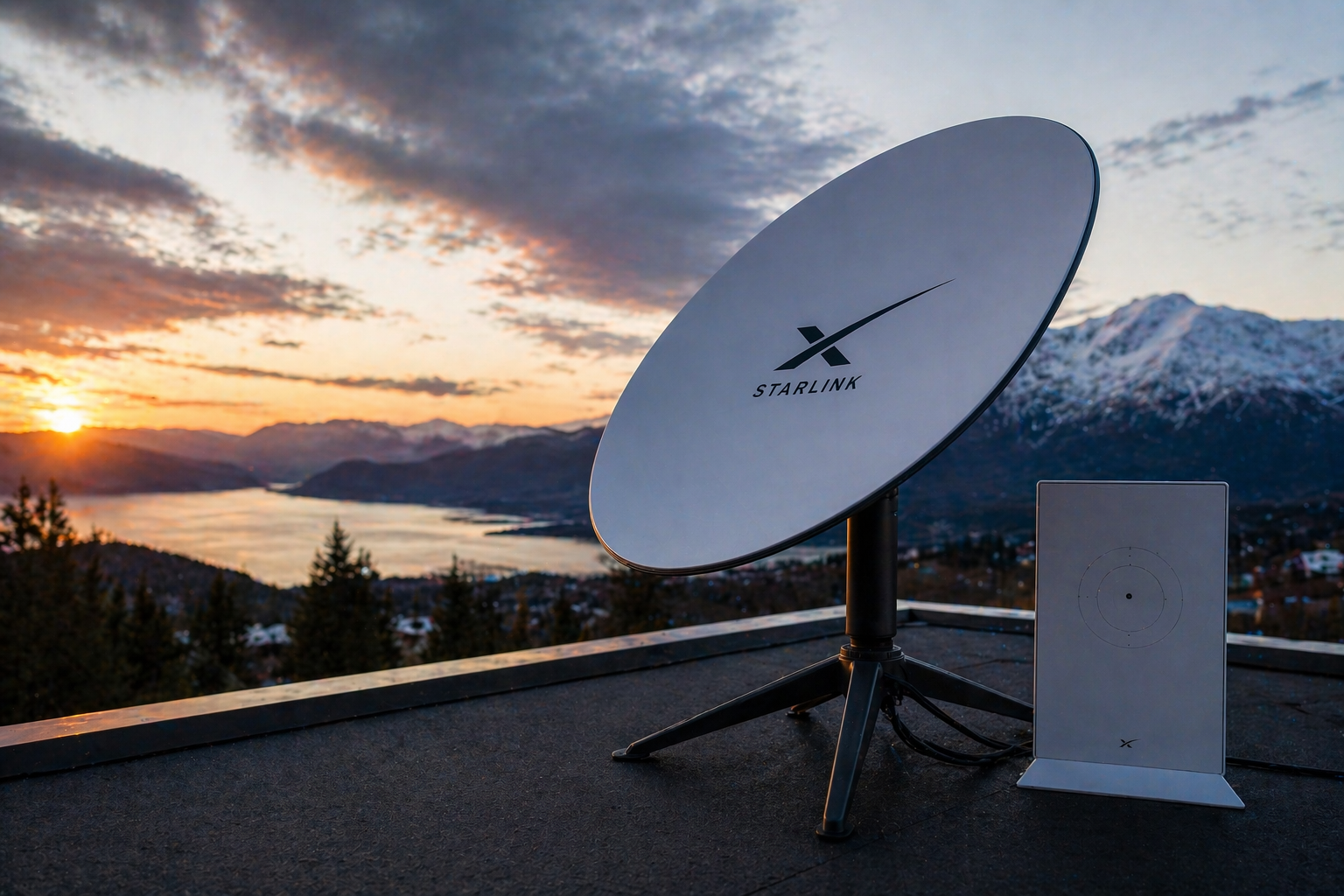 Antenne Starlink installée sur un toit