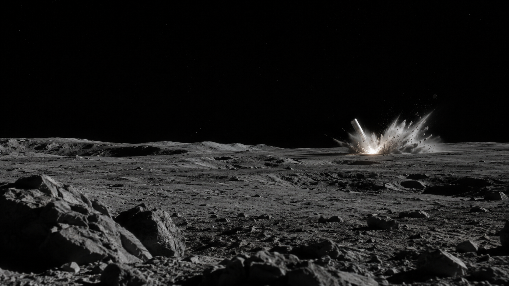 Débris d’un étage de fusée SpaceX s’écrasant sur la Lune