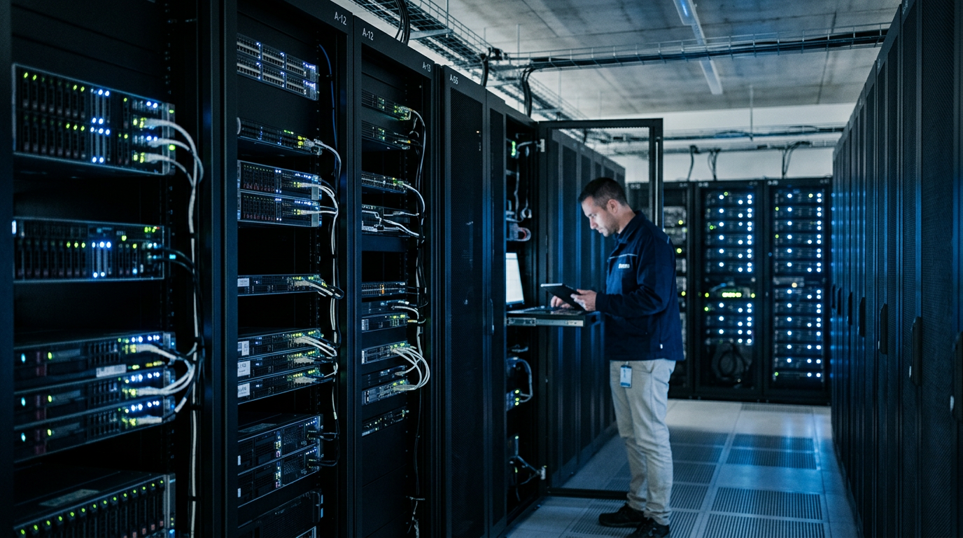 Serveur informatique et cadenas numérique illustrant la gestion Oracle sécurité en PME.