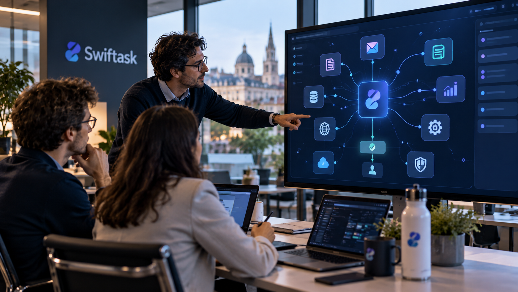 Illustration de Swiftask et de sa plateforme d’agents IA en entreprise, permettant de créer, orchestrer et gouverner des intelligences artificielles autonomes après une levée de fonds de 1,55 million d’euros.