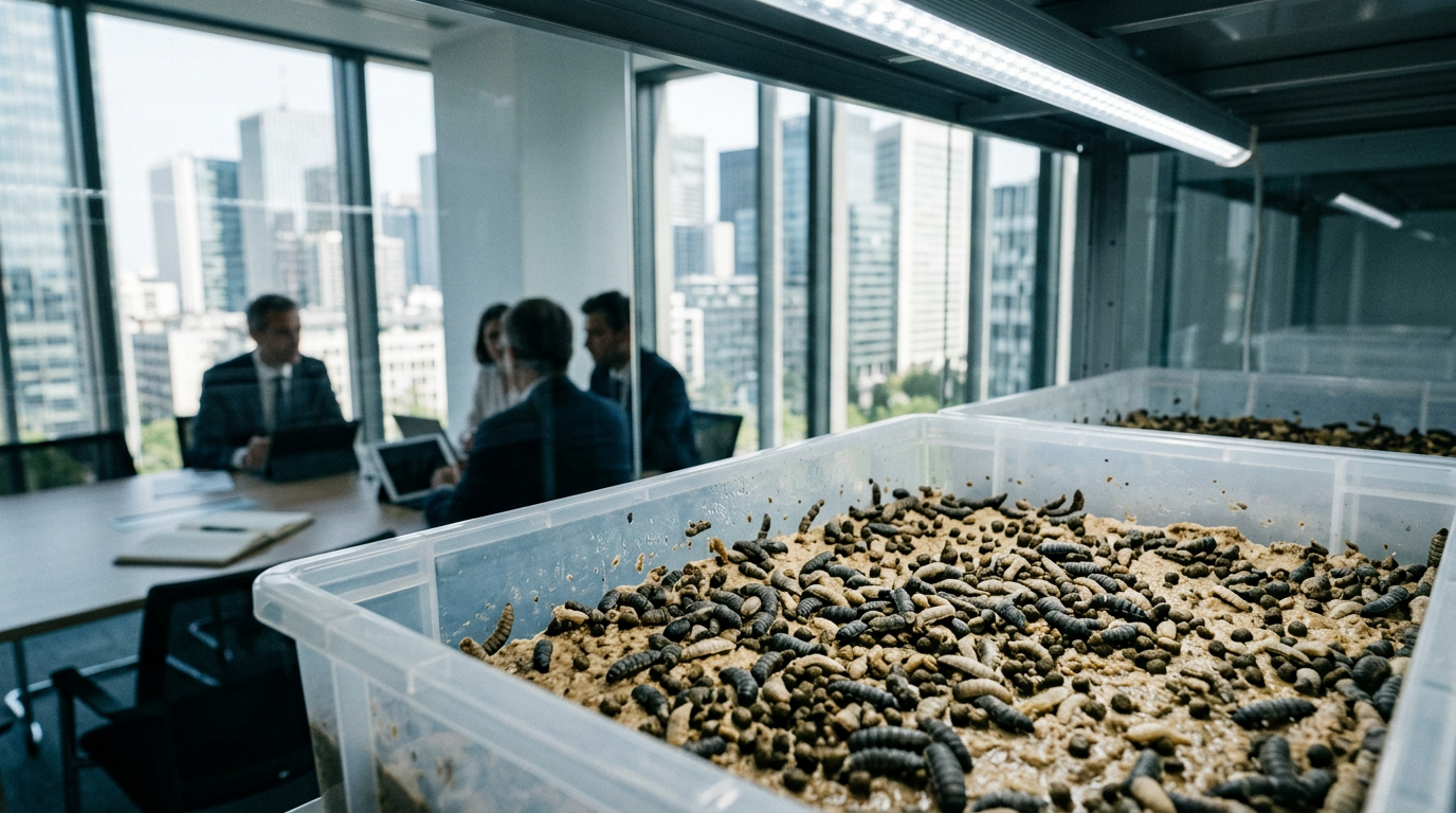 Élevage d'insectes pour la production de protéines alternatives, un enjeu de la foodtech en crise.