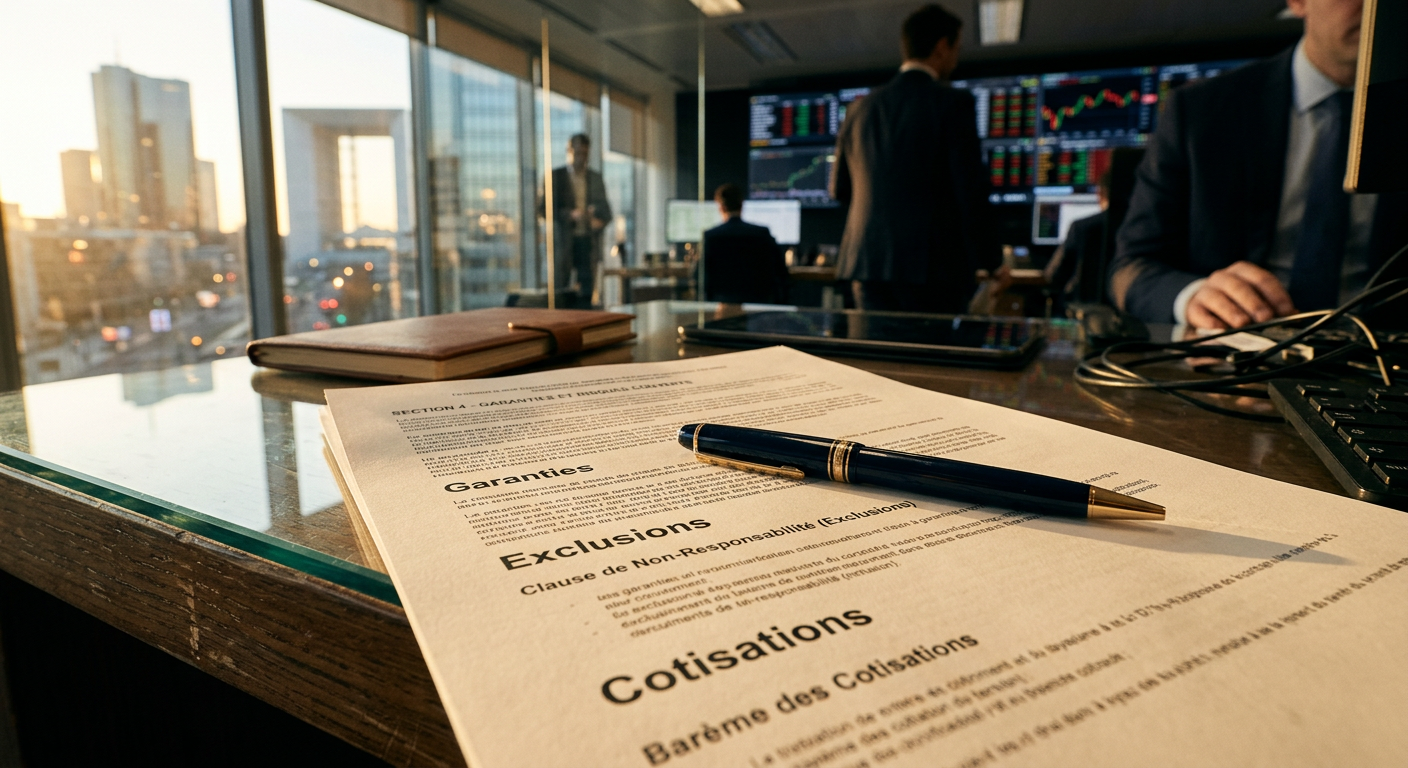 Détail d'un contrat d'assurance chômage pour mandataire social, illustrant l'importance des clauses.