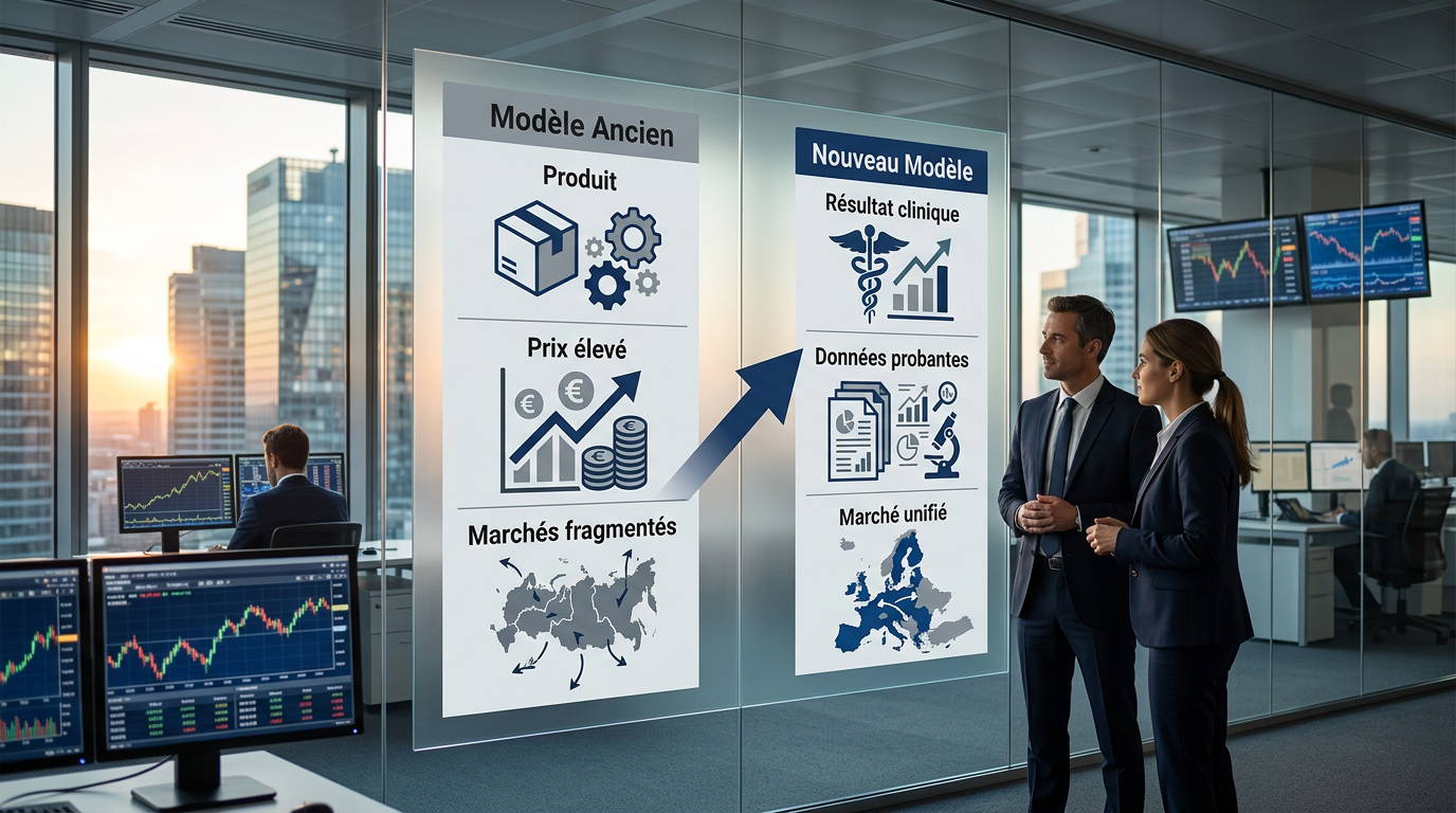 Graphique montrant l'évolution du modèle économique medtech avant et après le règlement HTA.