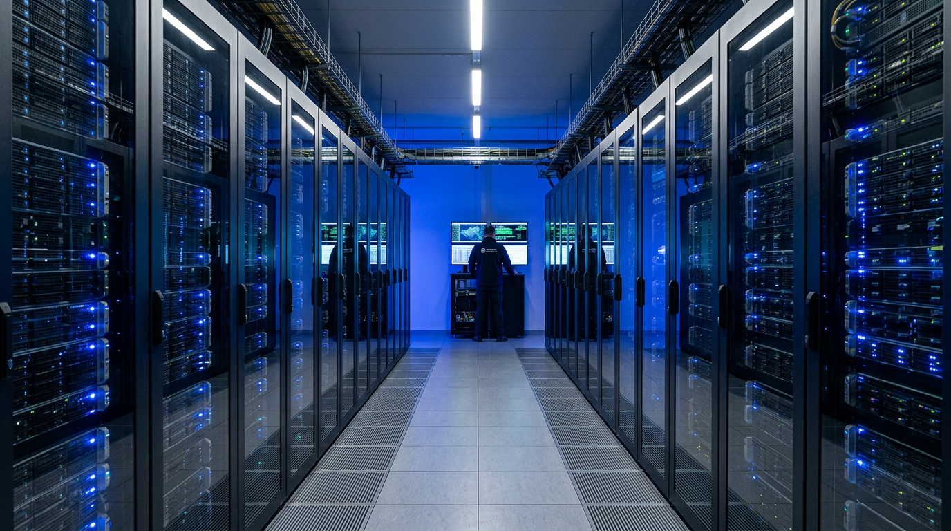 Data center européen symbolisant la course à la souveraineté numérique et la réponse de l'Europe face au sacre de l'IA.