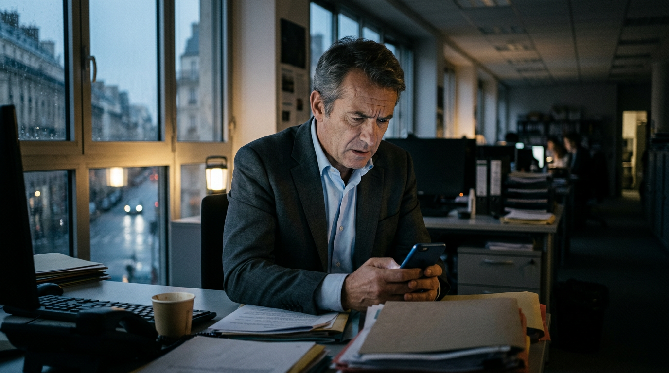 Dirigeant de PME confronté à une panne de reseau mobile, un risque majeur en cas de black-out.