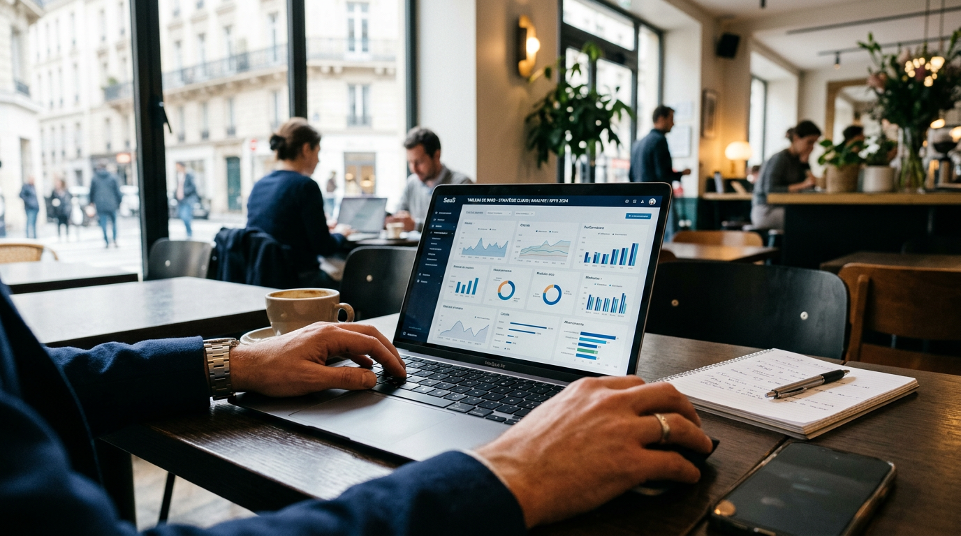 Un collaborateur en télétravail sécurisé accède à des applications professionnelles grâce à un réseau privé virtuel.