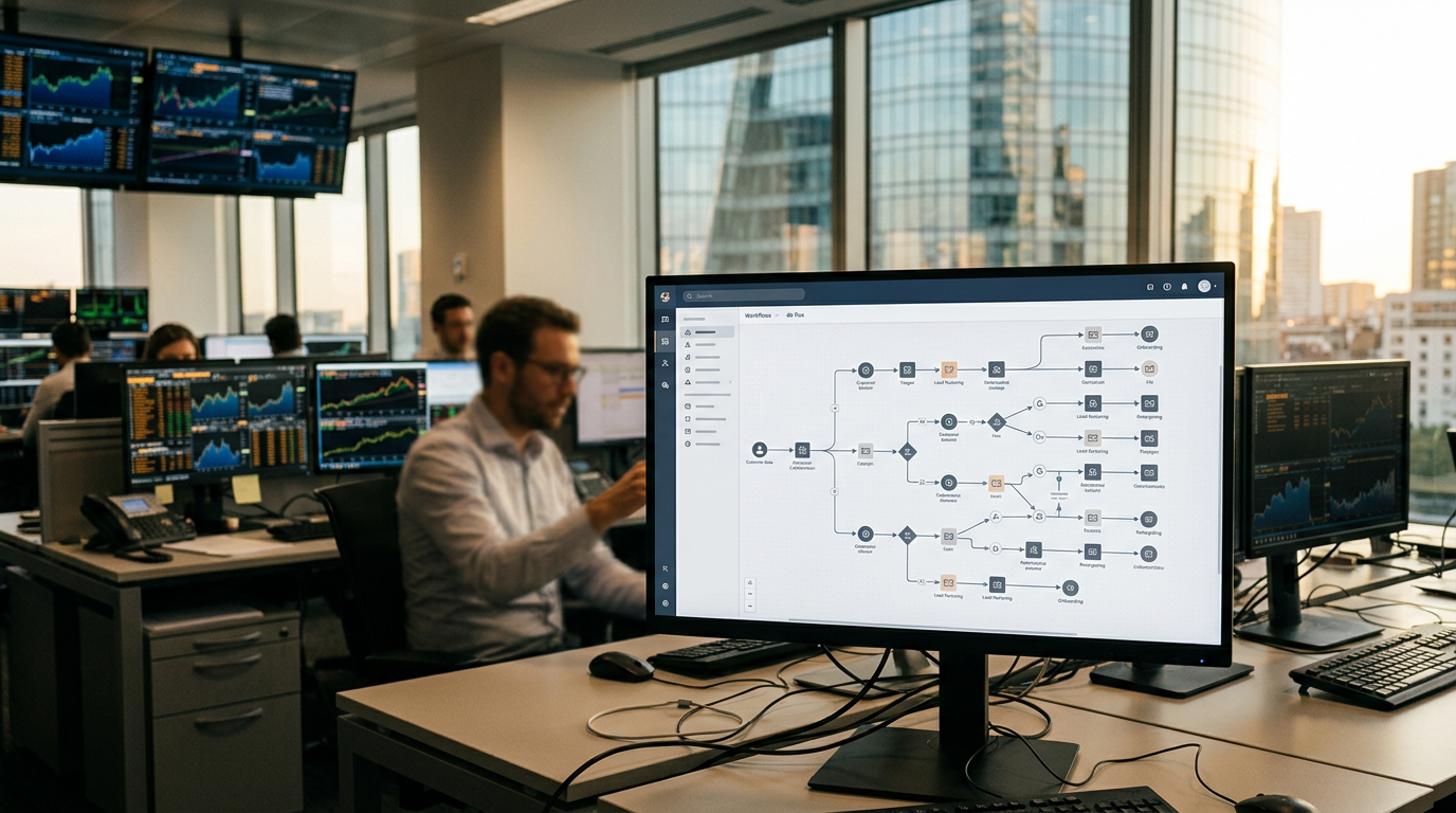 Interface d'un outil de marketing automation PME affichant des parcours clients personnalisés.