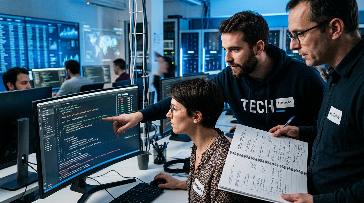 Équipe contrôlant la sécurité du code généré avant sa mise en production