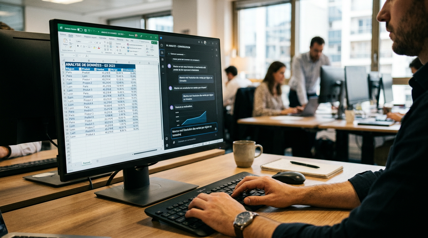 Exemple d'interface de Business Intelligence conversationnelle pour analyser les données d'un CRM.