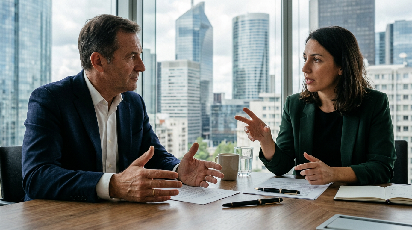 Un manager pratiquant un leadership empathique lors d'un feedback constructif avec un collaborateur.