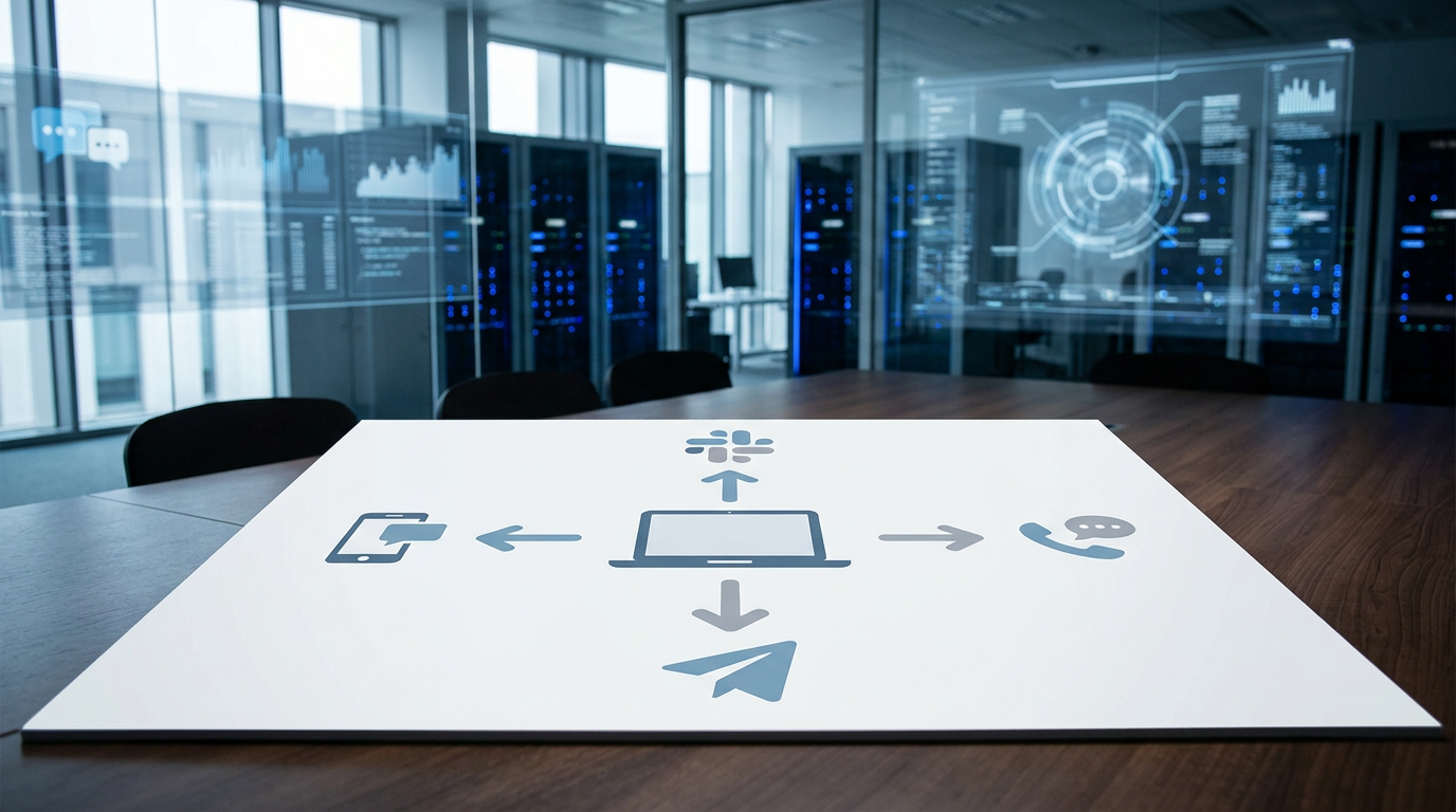 Schéma du fonctionnement multi-plateformes de l'assistant IA personnel OpenClaw, connectant un ordinateur à diverses applications.