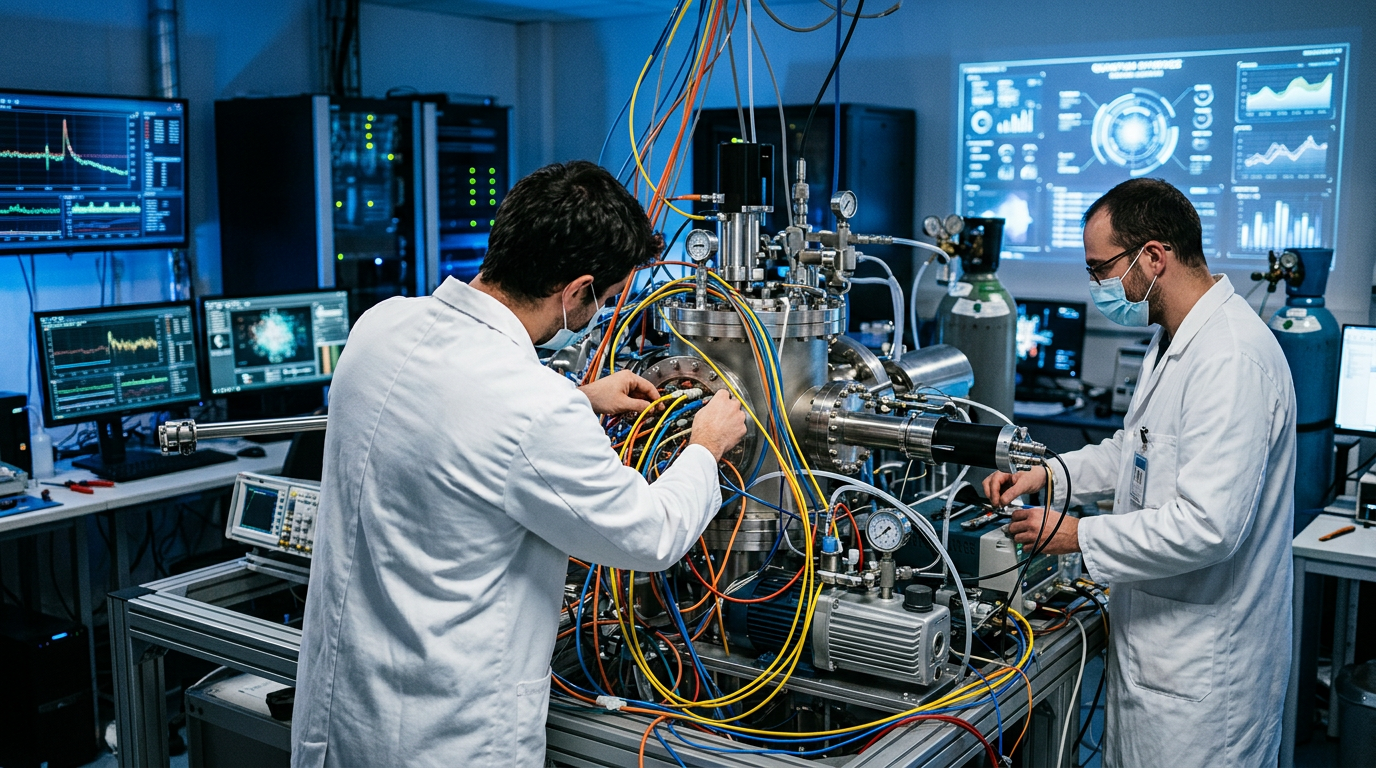 Chercheurs travaillant sur des technologies de rupture dans un laboratoire de deeptech française.