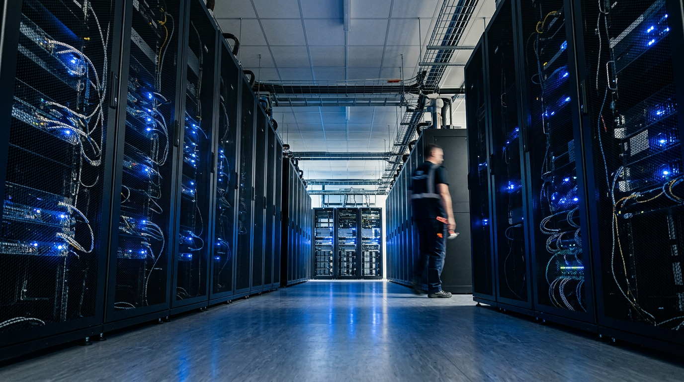 Infrastructure cloud moderne dans un datacenter, illustrant la puissance derrière la croissance des services numériques.