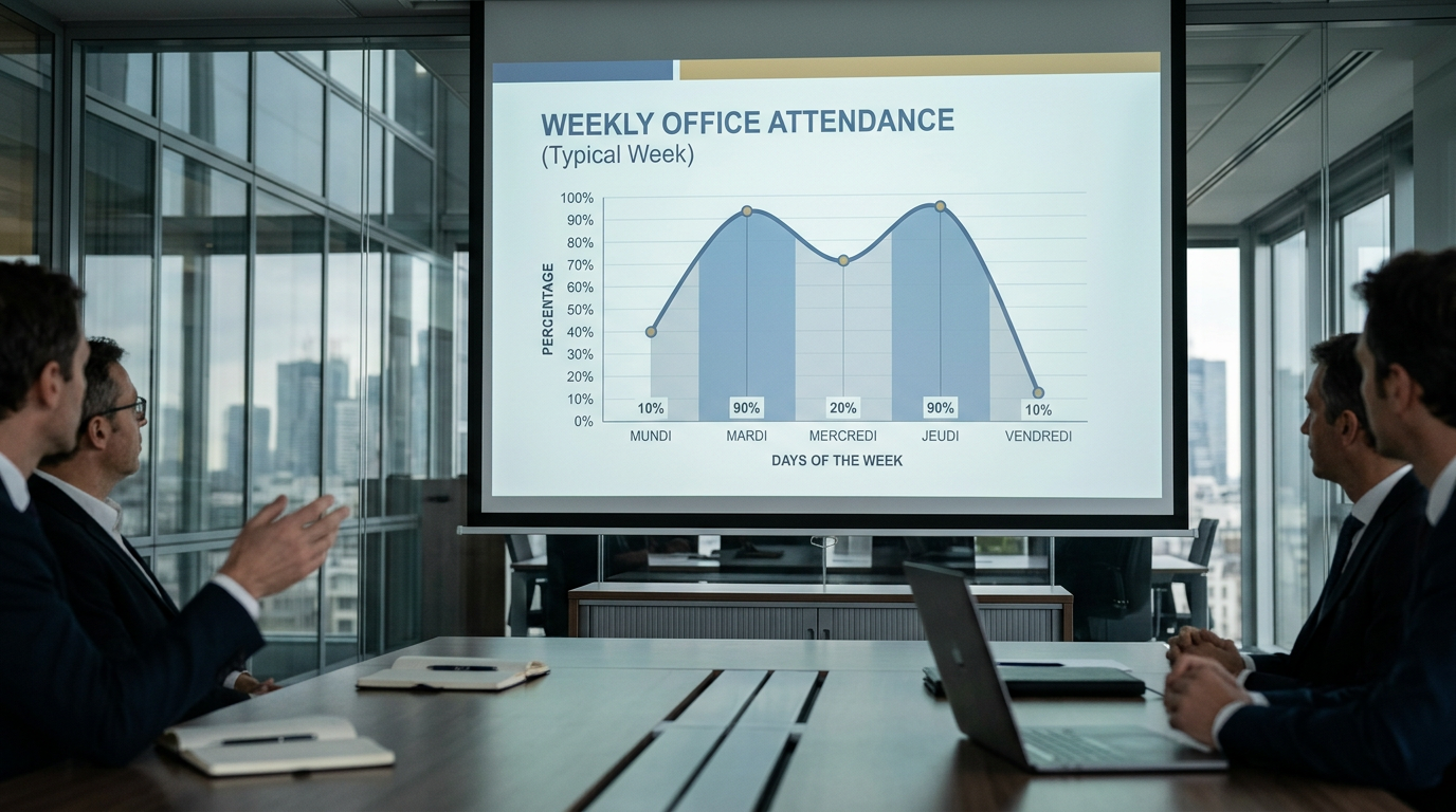 Graphique montrant l'évolution de la productivité dans un contexte de management hybride.