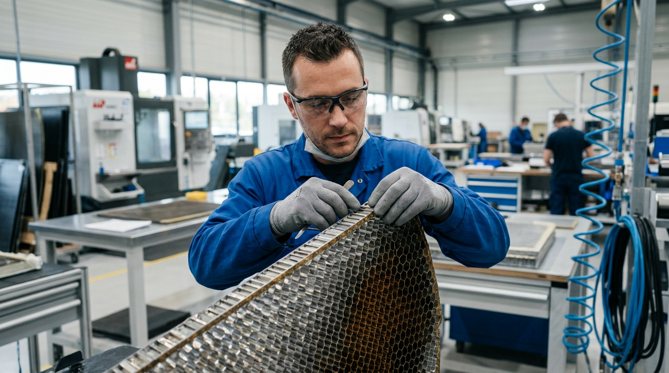 Technologie de nid-d’abeilles examinée dans un atelier industriel réglementé