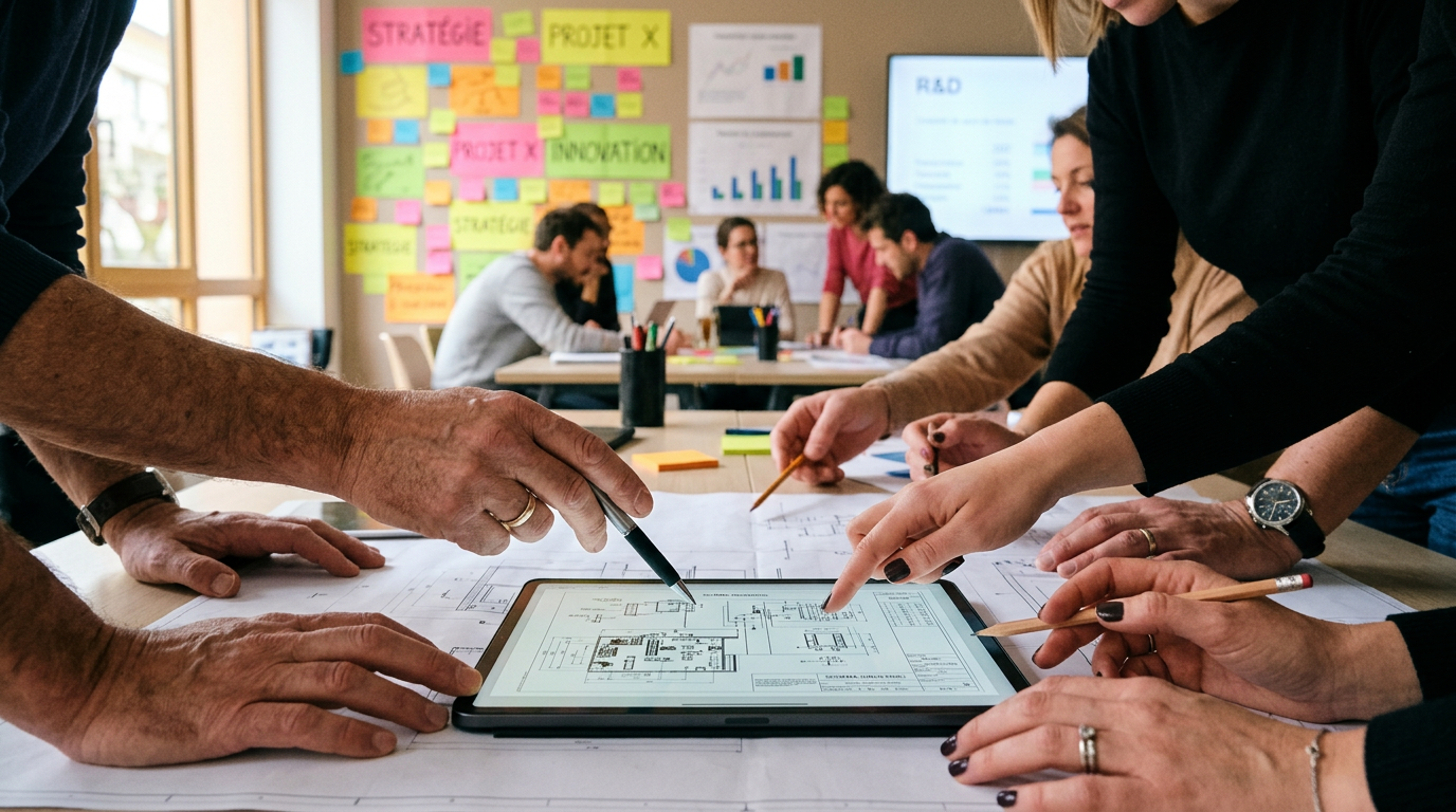 Des dirigeants de PME collaborant sur une stratégie RSE pour leur entreprise.