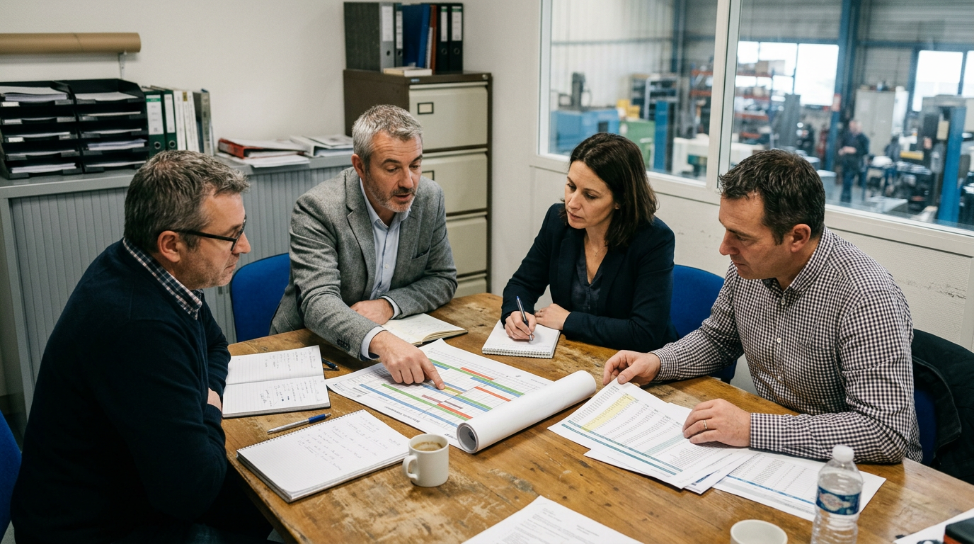 Réunion de direction autour de la trésorerie des entreprises et des investissements