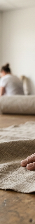 Une bobine de fil textile avec des étiquettes d'affichage environnemental, symbolisant la transparence et l'innovation d'une PME dans le secteur textile.