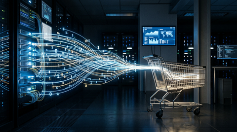 Schéma technique montrant la structuration des données pour les agents IA en e-commerce.