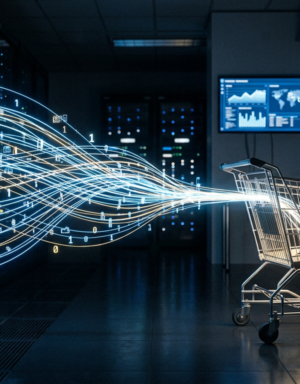 Schéma technique montrant la structuration des données pour les agents IA en e-commerce.