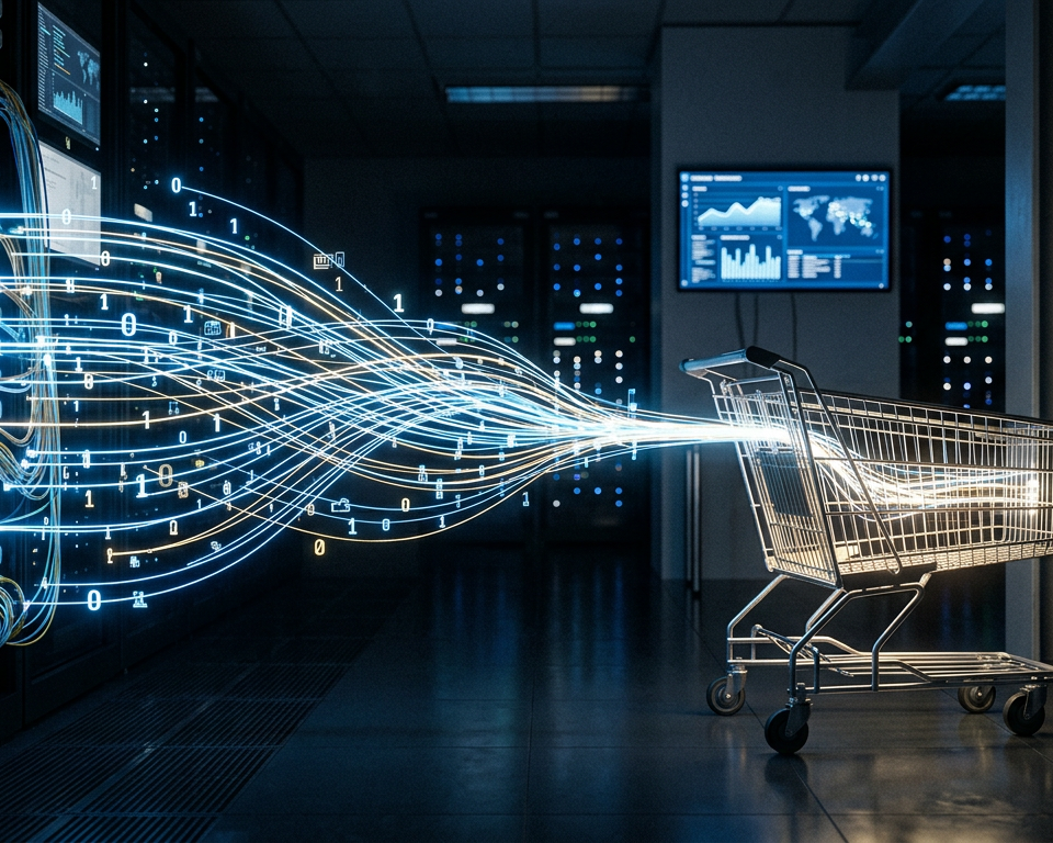 Schéma technique montrant la structuration des données pour les agents IA en e-commerce.