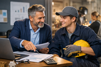 Dirigeant de PME analysant les nouvelles conditions de l'aide embauche apprenti 2026 pour optimiser le recrutement.