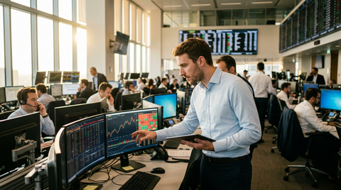 Illustration d'une usine moderne et écologique avec des panneaux solaires, symbolisant l'aide à la transition énergétique pour les PME via France Relance Vert.