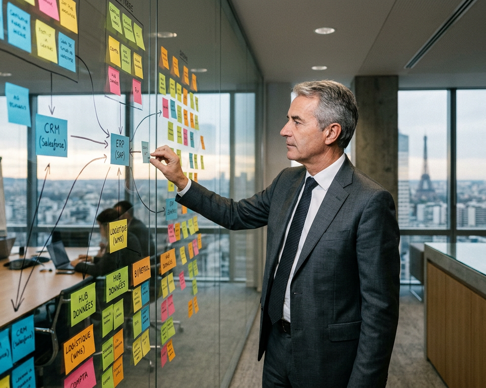Illustration de plusieurs icônes d'applications et de flèches divergentes, symbolisant les alternatives stratégiques à oui-digitalise.fr pour la transformation numérique des PME en 2026.