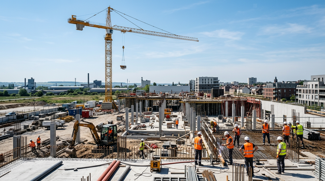 Jeunes apprentis en BTP des Hauts-de-France sur un chantier, symbolisant le nouveau pacte pour l'apprentissage et la formation professionnelle.