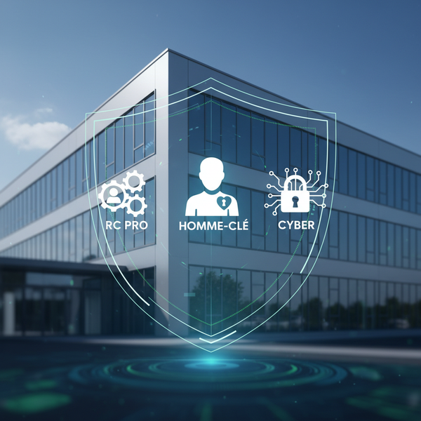 Illustration d'un bouclier protégeant une petite et moyenne entreprise (PME) symbolisant les assurances professionnelles PME 2026 contre les risques.