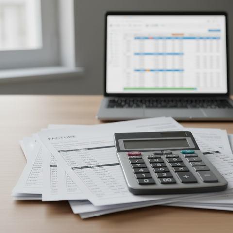 Un auto-entrepreneur perplexe devant des documents fiscaux et un calendrier affichant 2026, symbolisant les défis de l'auto-entrepreneur TVA 2026.