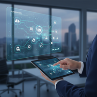 Illustration de rouages connectés symbolisant l'automatisation des PME avec les logos Make et Zapier, représentant l'efficacité et la rentabilité.