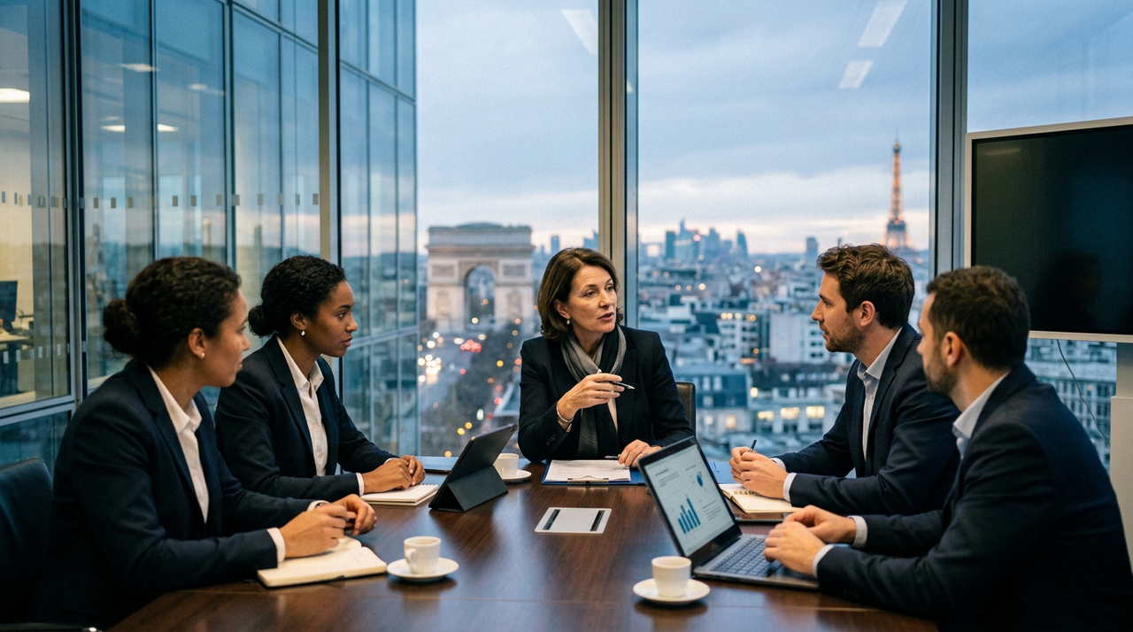 Dirigeant en réunion stratégique analysant l'autonomie des salariés pour booster la performance.