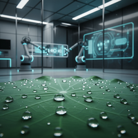 Illustration d'une feuille de lotus avec des gouttes d'eau, symbolisant le biomimétisme en PME et l'innovation inspirée