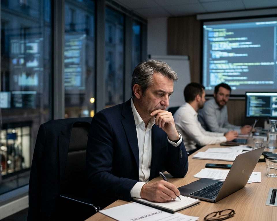 Équipe de direction en pleine simulation de crise avec le BlueSecure serious game.