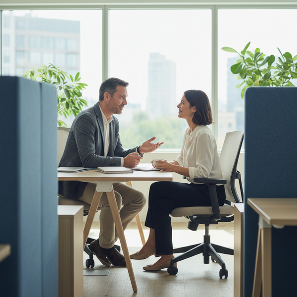 Une équipe de collaborateurs en PME, souriants et détendus, symbolisant une bonne prévention burn-out PME et un environnement de travail sain et équilibré.