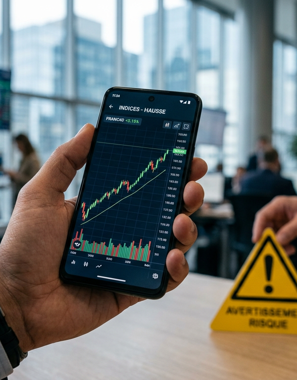 Illustration d'une loupe examinant des documents financiers, symbolisant la vigilance face aux Clubs d'investissement et aux promesses d'influenceurs.