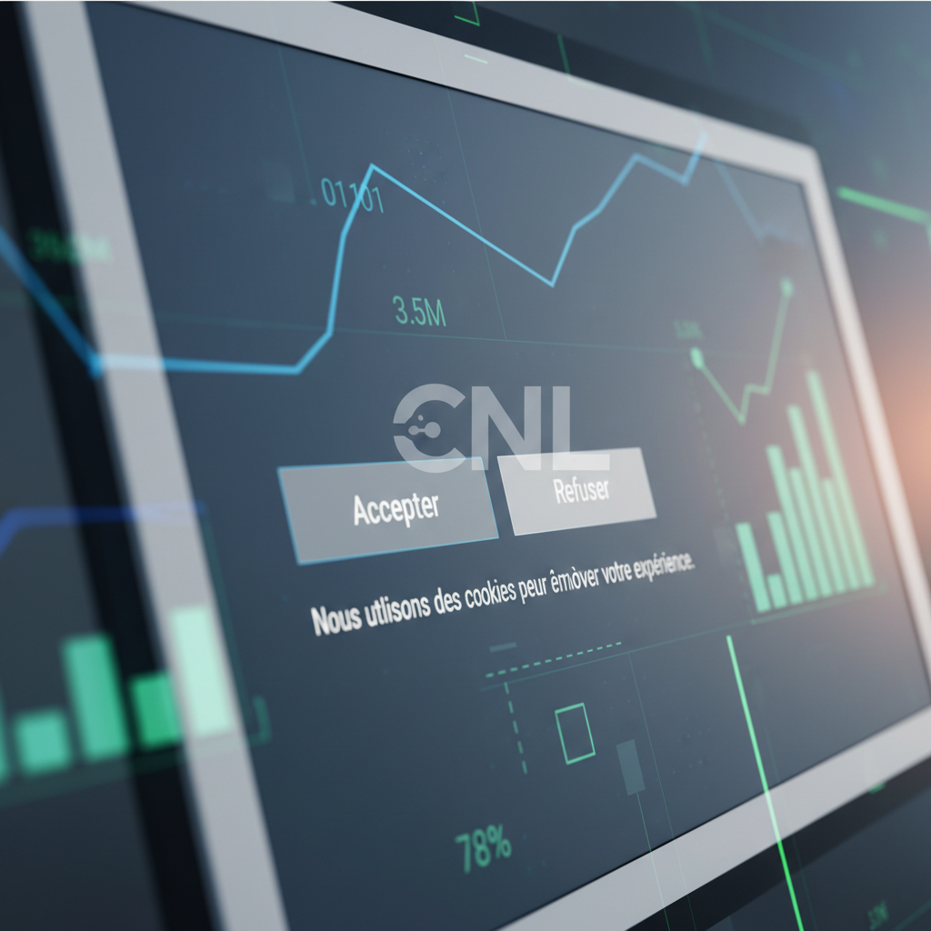 Illustration d'une PME protégeant ses données avec un bouclier, symbolisant la conformité cookies CNIL PME 2026 face aux menaces de sanctions.