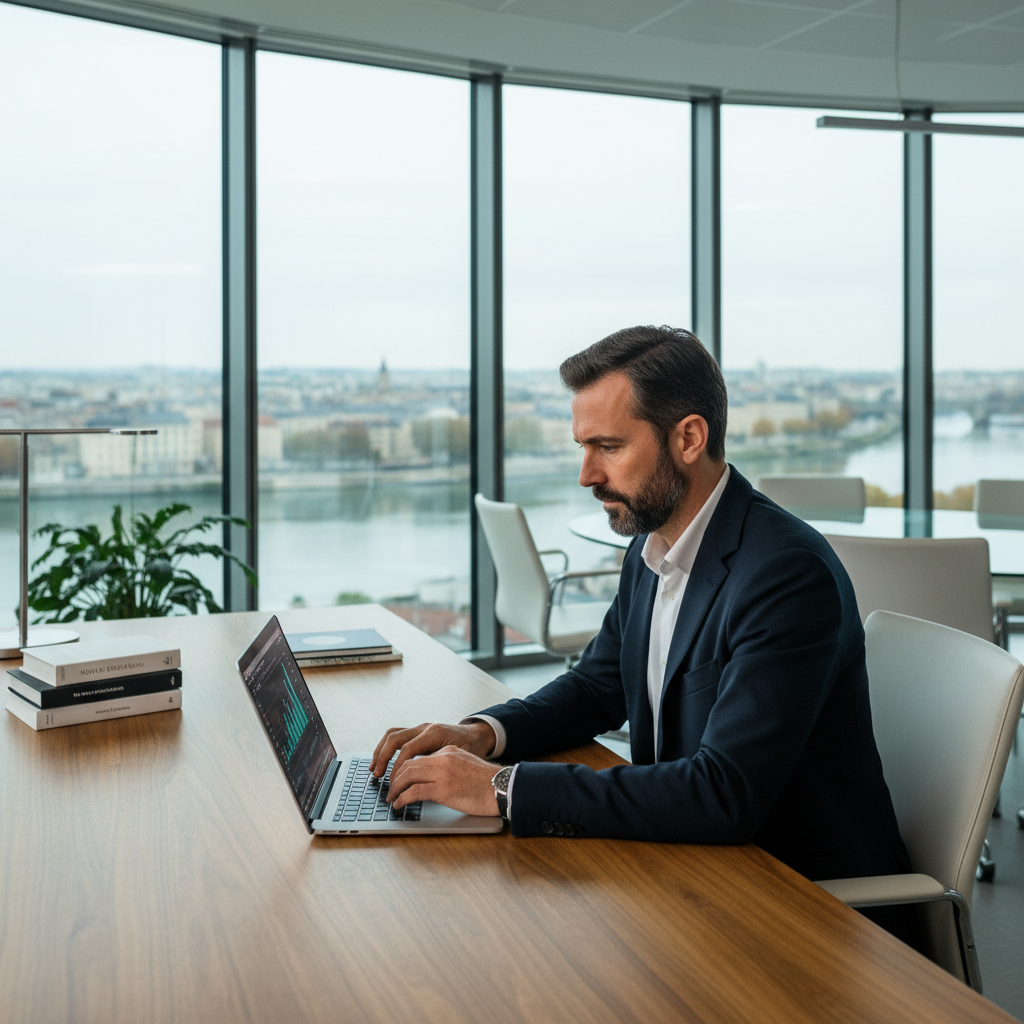 Graphique financier montrant une courbe de croissance avec des symboles d'euros et des flèches, illustrant l'anticipation des cotisations sociales indépendant et la gestion de trésorerie.