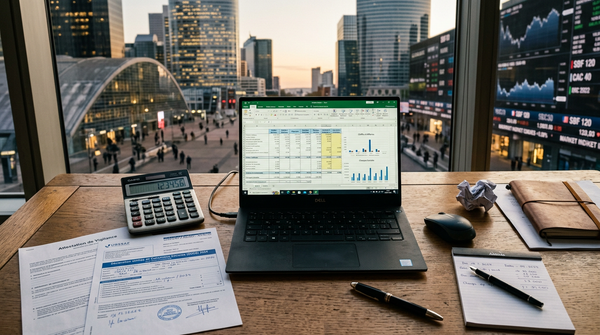 Illustration d'un micro-entrepreneur jonglant avec des documents administratifs et des chiffres, symbolisant la complexité des cotisations URSSAF micro-entreprise et des revenus mixtes.