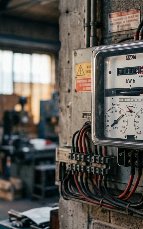 Une dirigeante de PME, soucieuse, devant un graphique montrant l'augmentation du coût de l'énergie, avec en arrière-plan le logo Urssaf symbolisant une solution de trésorerie.