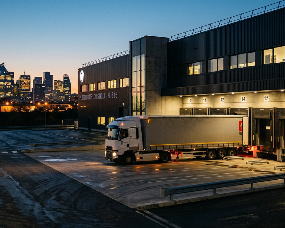 Graphique illustrant l'augmentation des coûts logistiques pour les PME en Europe, avec des flèches montantes symbolisant la pression des prix des carburants et des réglementations environnementales.