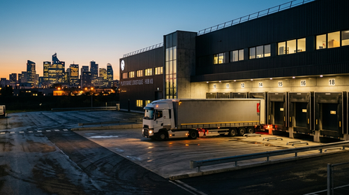 Graphique illustrant l'augmentation des coûts logistiques pour les PME en Europe, avec des flèches montantes symbolisant la pression des prix des carburants et des réglementations environnementales.