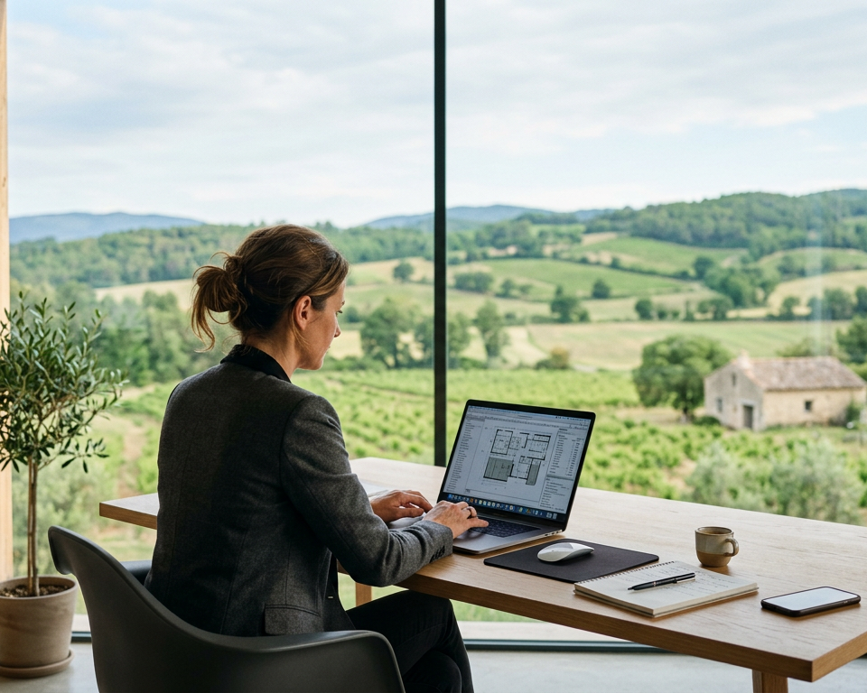 Une jeune femme souriante dans un champ, symbolisant la création entreprise ZRR et l'innovation en milieu rural.