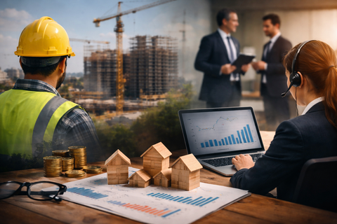 Graphique illustrant la croissance des créations d’entreprises 2026 en France, avec des flèches montrant la hausse des micro-entreprises et sociétés, et la baisse des entreprises individuelles classiques, sur fond de carte de France stylisée.