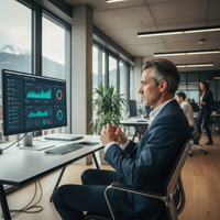 Illustration d'une courbe de croissance financière ascendante, symbolisant l'impact positif de la Customer Lifetime Value sur la pérennité d'une PME de services.