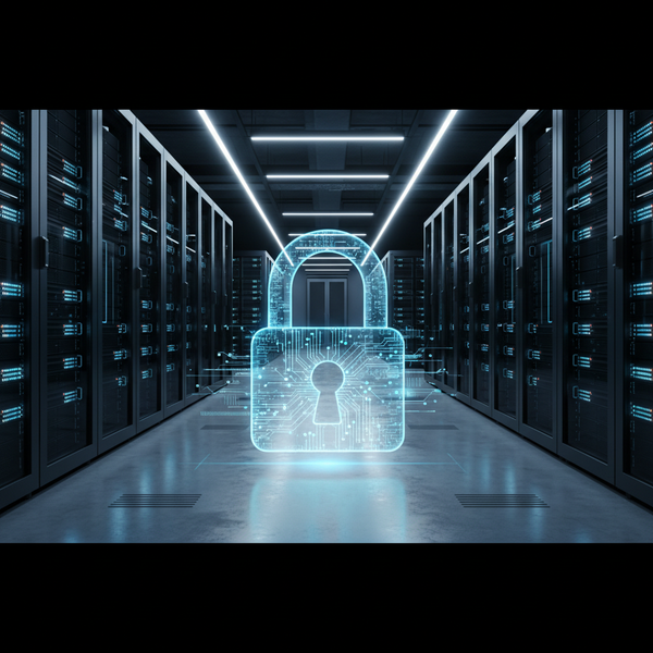 Une main protégeant un bouclier numérique avec le logo d'une PME, symbolisant la réduction des primes de Cyber-assurance PME 2026 grâce à une meilleure cybersécurité.