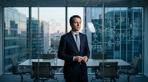 Illustration d'un bouclier numérique protégeant une petite entreprise, symbolisant le Cyber-Bouclier PME cybersécurité face aux menaces informatiques.